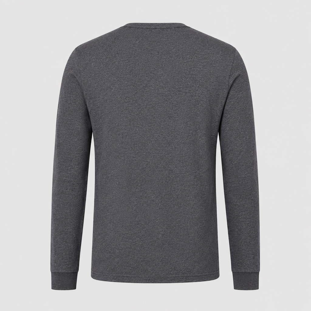 Men's 100% Cotton Letter Print Long Sleeve Tee Black Canvas