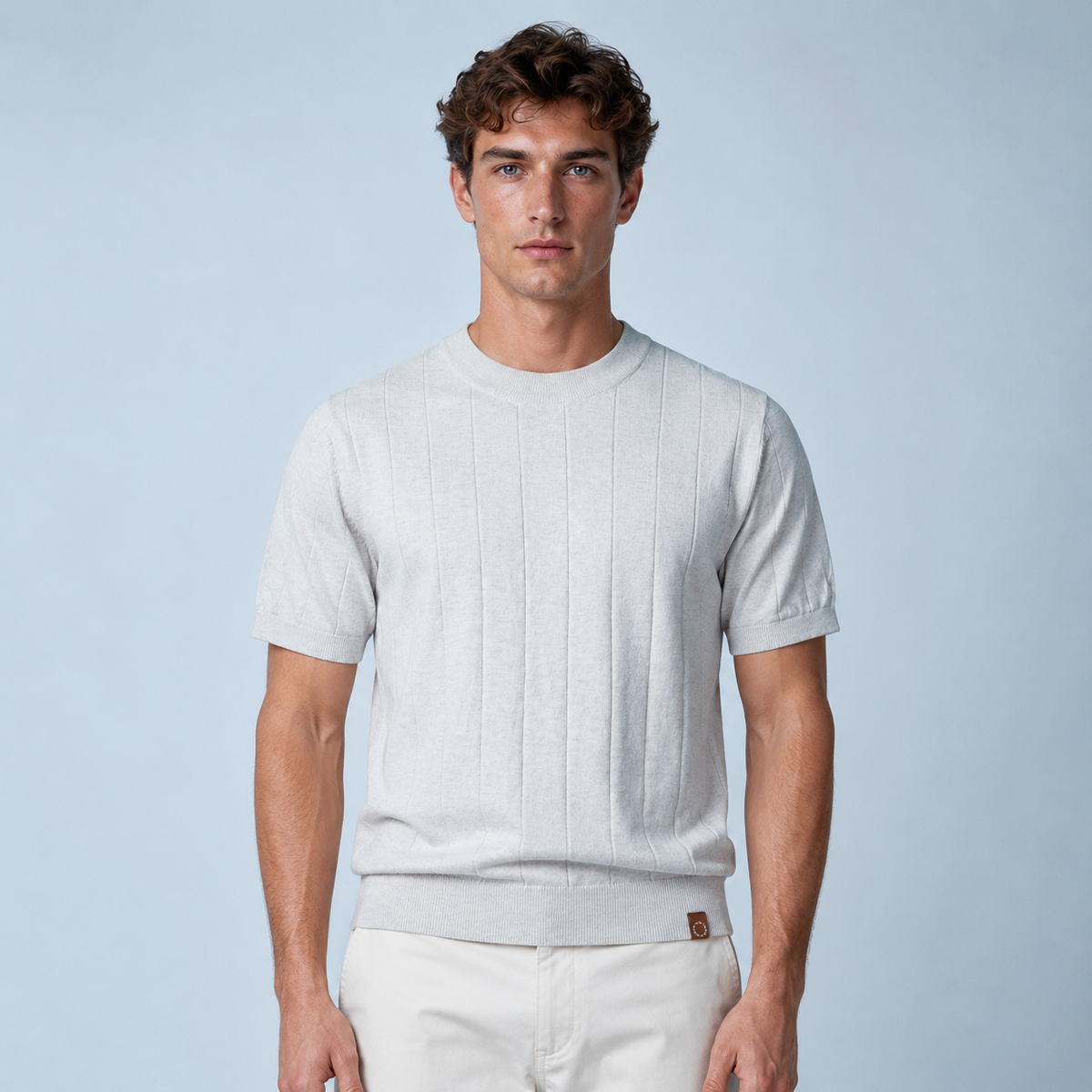 Men's 100% Cotton Striped Crew Neck T-Shirt Black Canvas