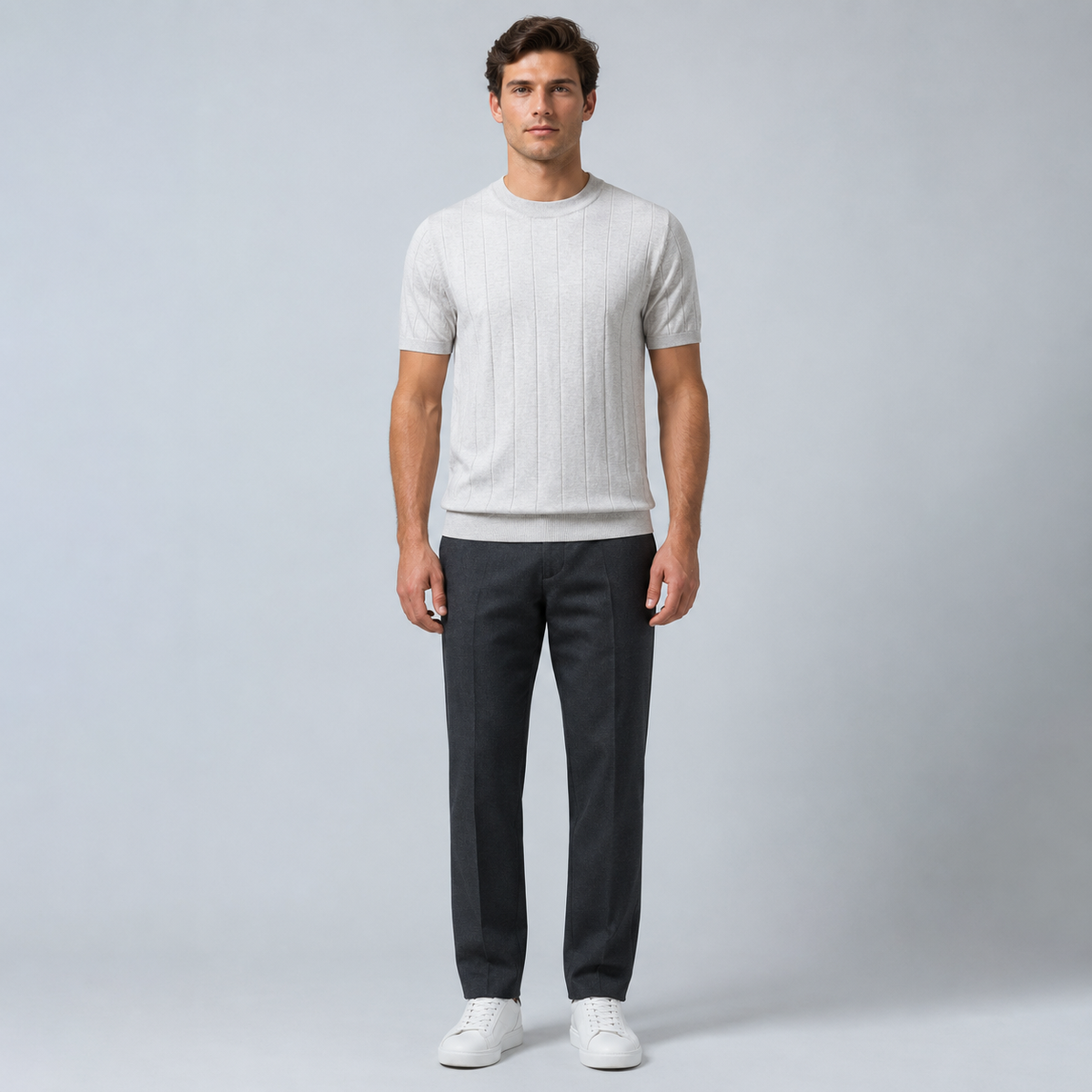 Men's 100% Cotton Striped Crew Neck T-Shirt Black Canvas