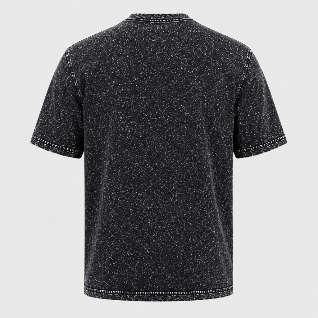 Men's 100% Cotton Wash Crew Neck T-Shirt Black Canvas