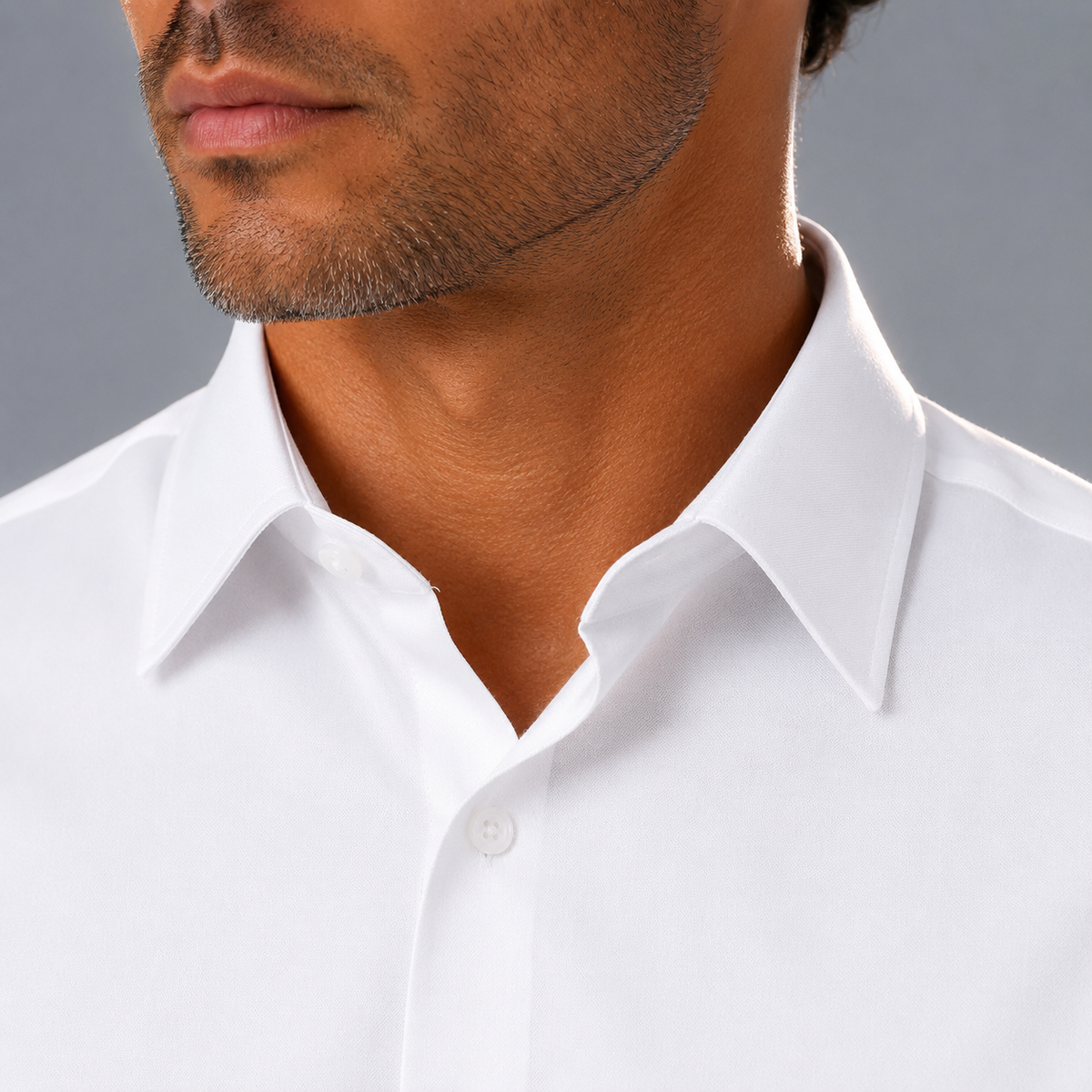 Men's 100% Cotton White Regular Dress Shirt Black Canvas