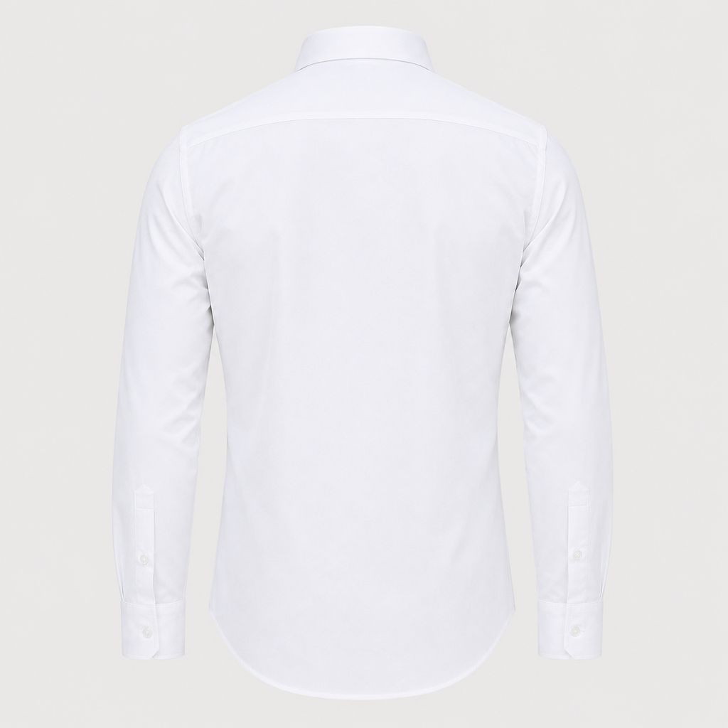 Men's 100% Cotton White Regular Dress Shirt Black Canvas