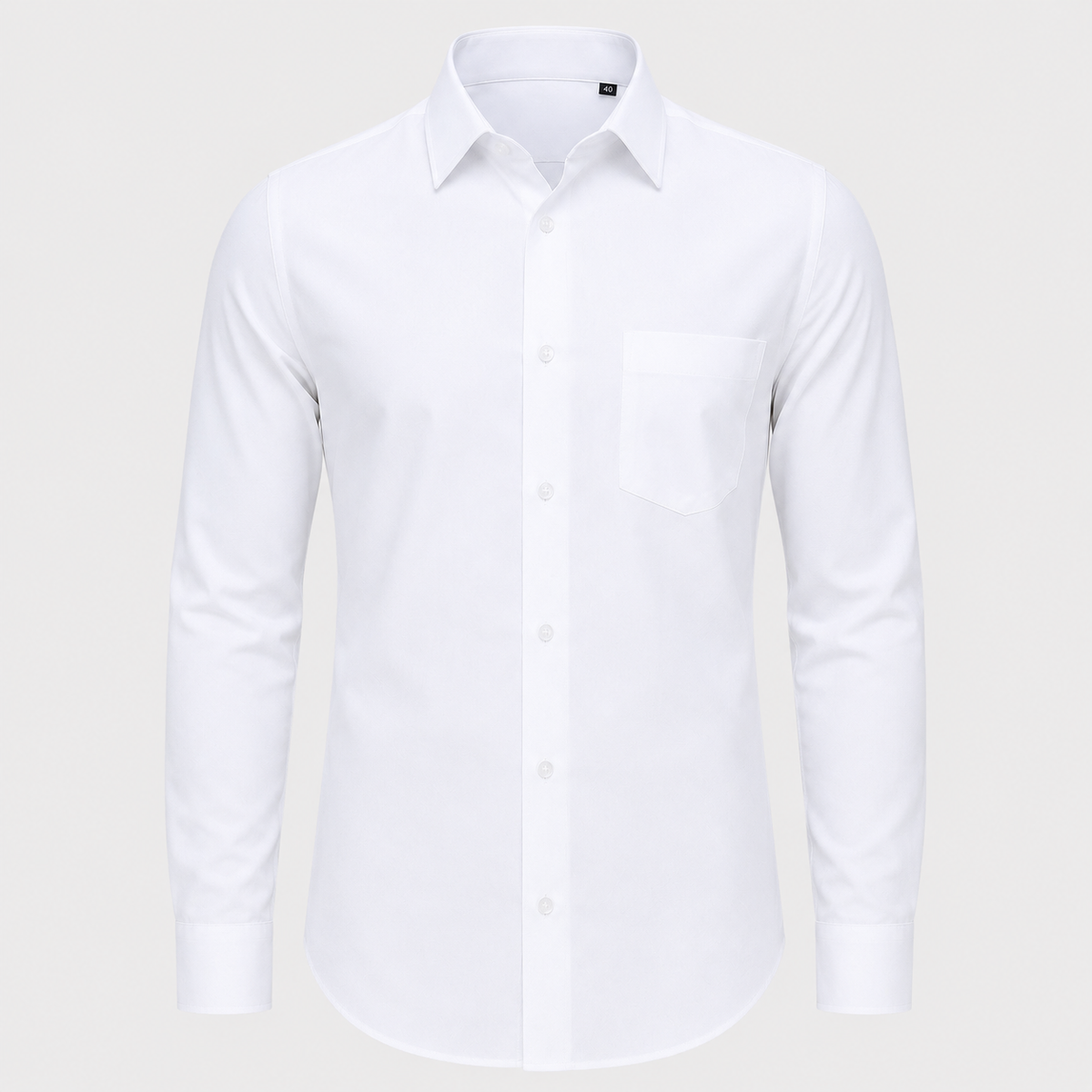 Men's 100% Cotton White Regular Dress Shirt Black Canvas