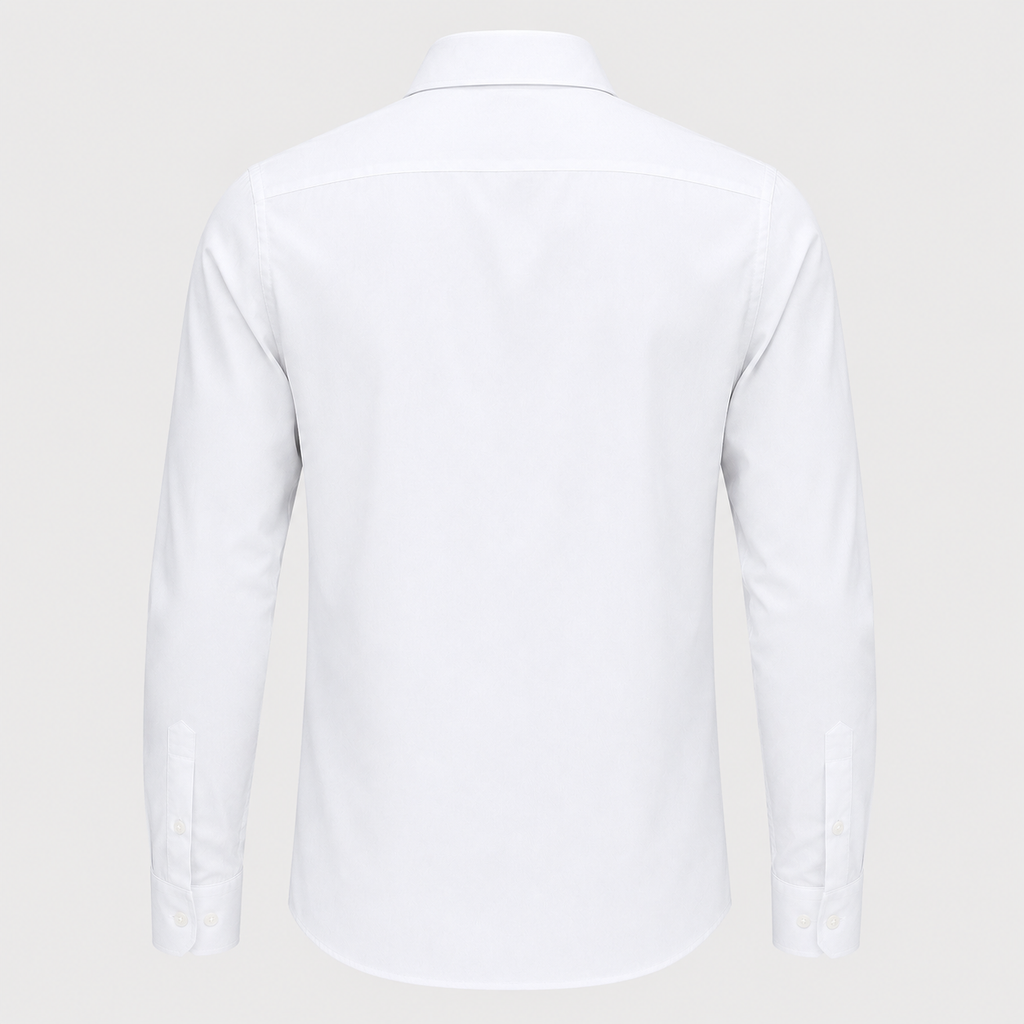 Men's 100% Cotton White Regular Fit Dress Shirt Black Canvas
