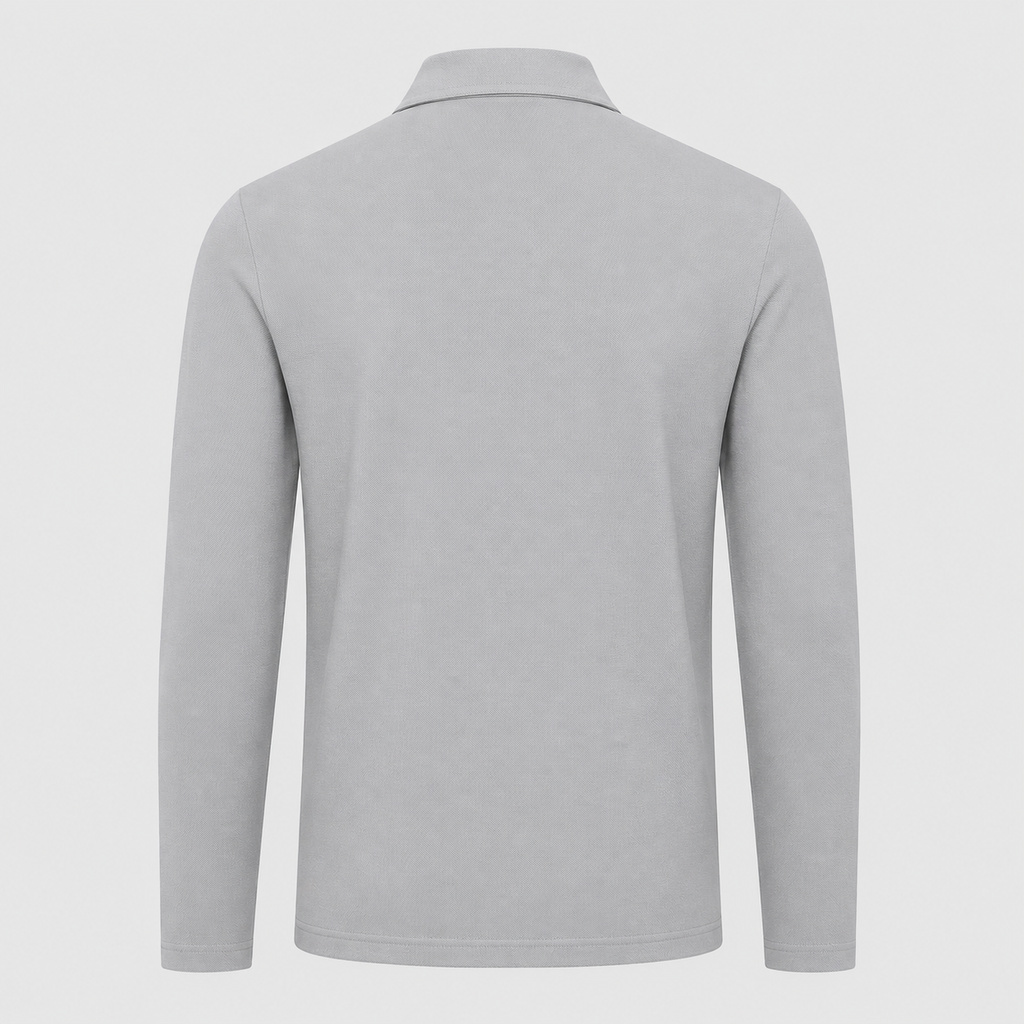 Men's 95% Cotton Long Sleeve Polo T-Shirt Black Canvas