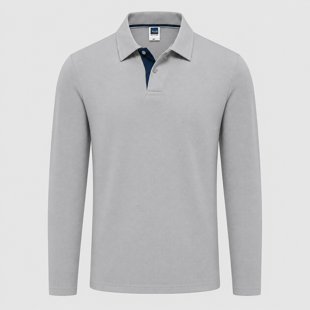 Men's 95% Cotton Long Sleeve Polo T-Shirt Black Canvas