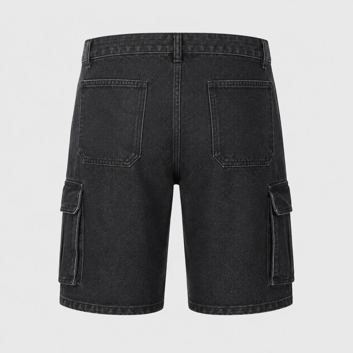 Men's black denim cargo shorts Black Canvas