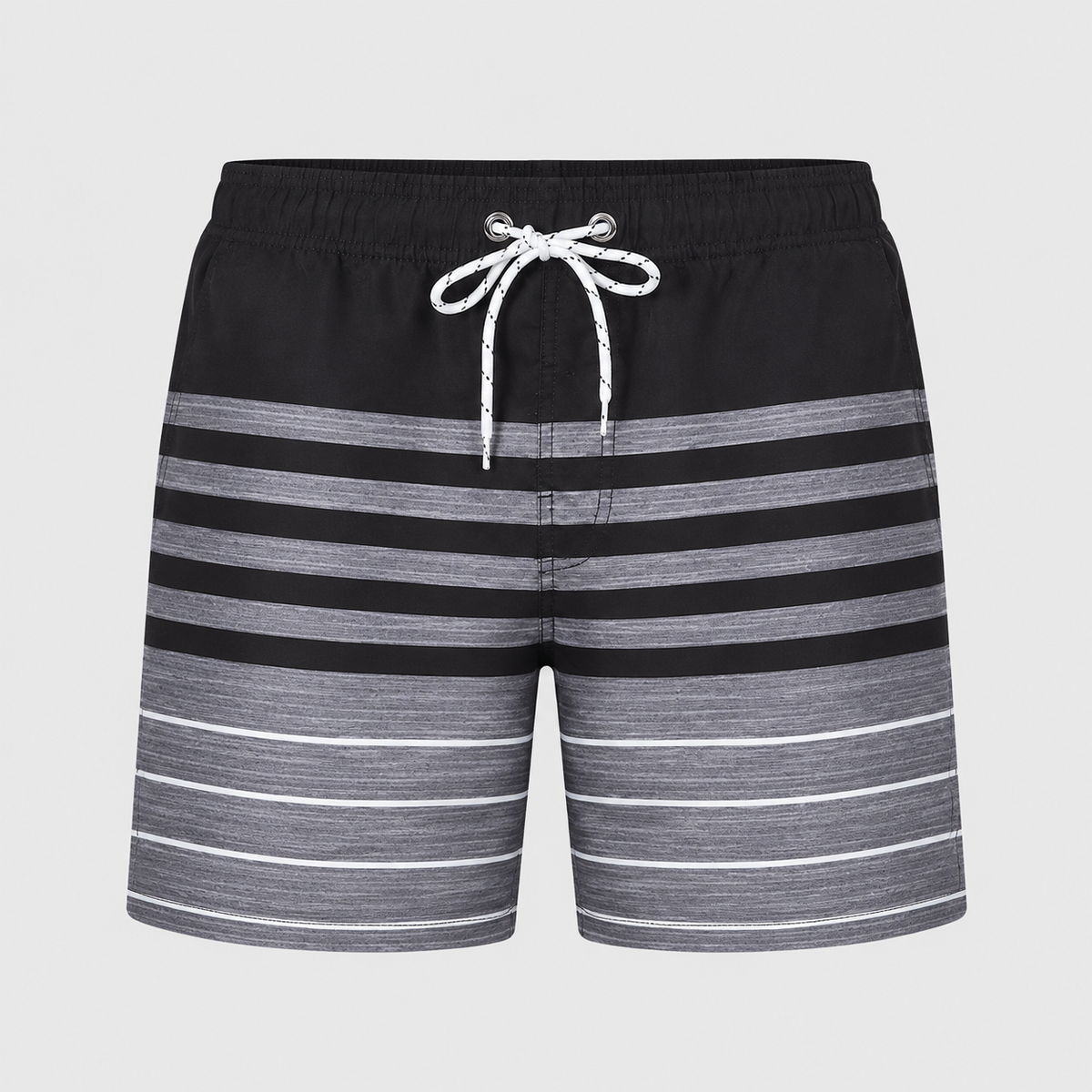 Men's Black Stripe Quick-Dry Swim Shorts Black Canvas