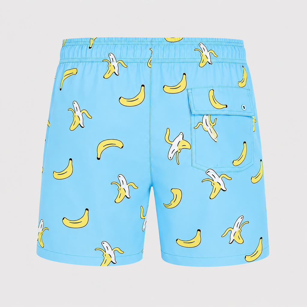Men's Blue Banana Quick-Dry Swim Shorts Black Canvas