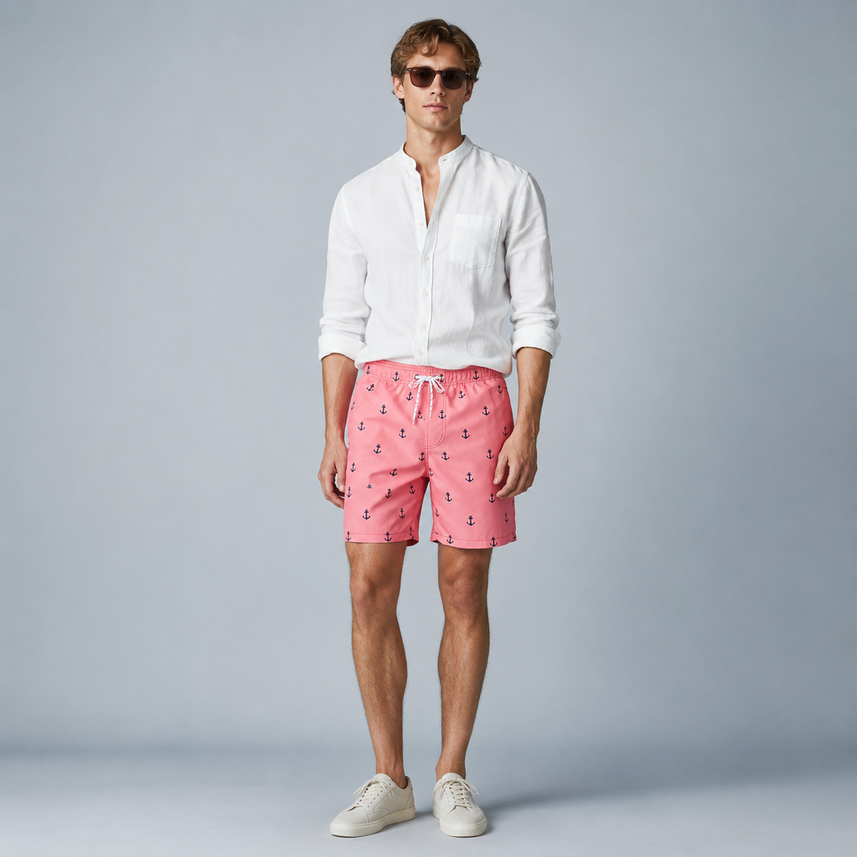 Men's Boat Anchor Quick-Dry Swim Shorts Black Canvas