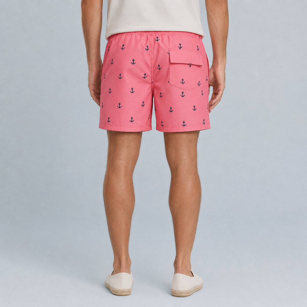 Men's Boat Anchor Quick-Dry Swim Shorts Black Canvas