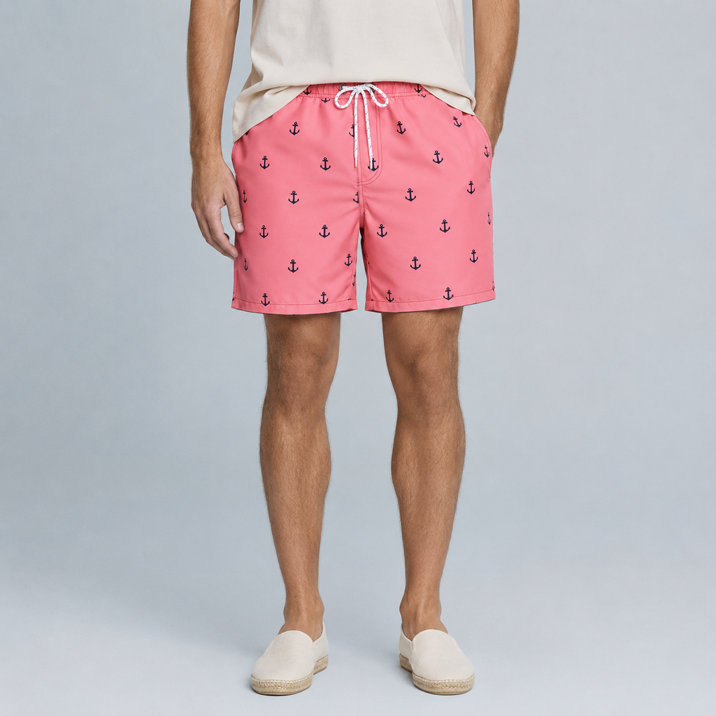 Men's Boat Anchor Quick-Dry Swim Shorts Black Canvas