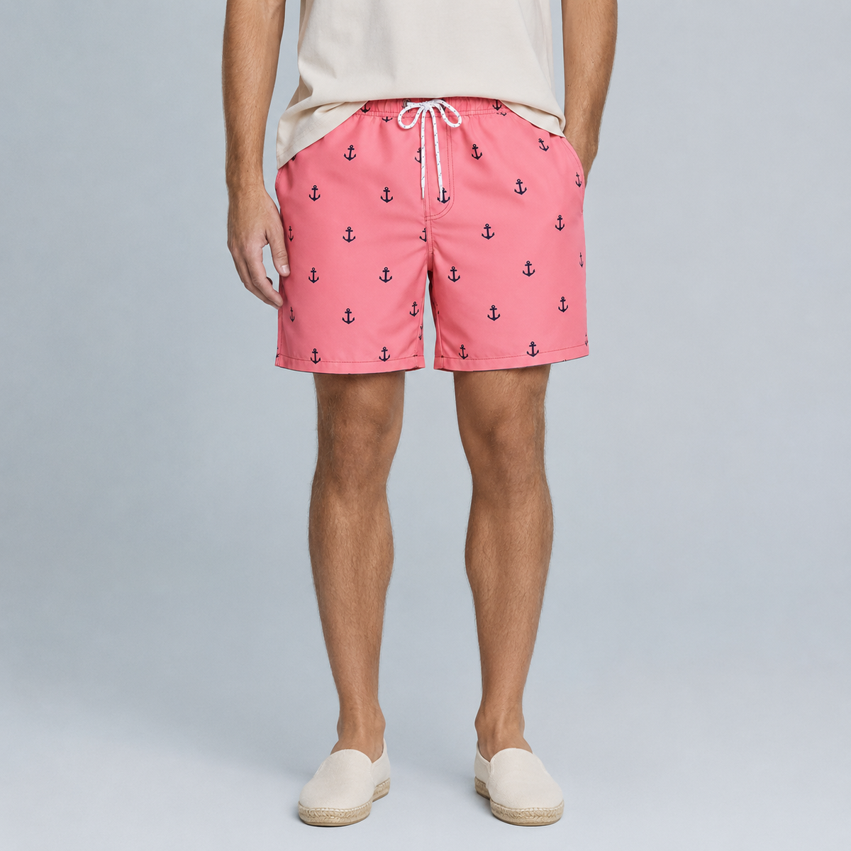 Men's Boat Anchor Quick-Dry Swim Shorts Black Canvas