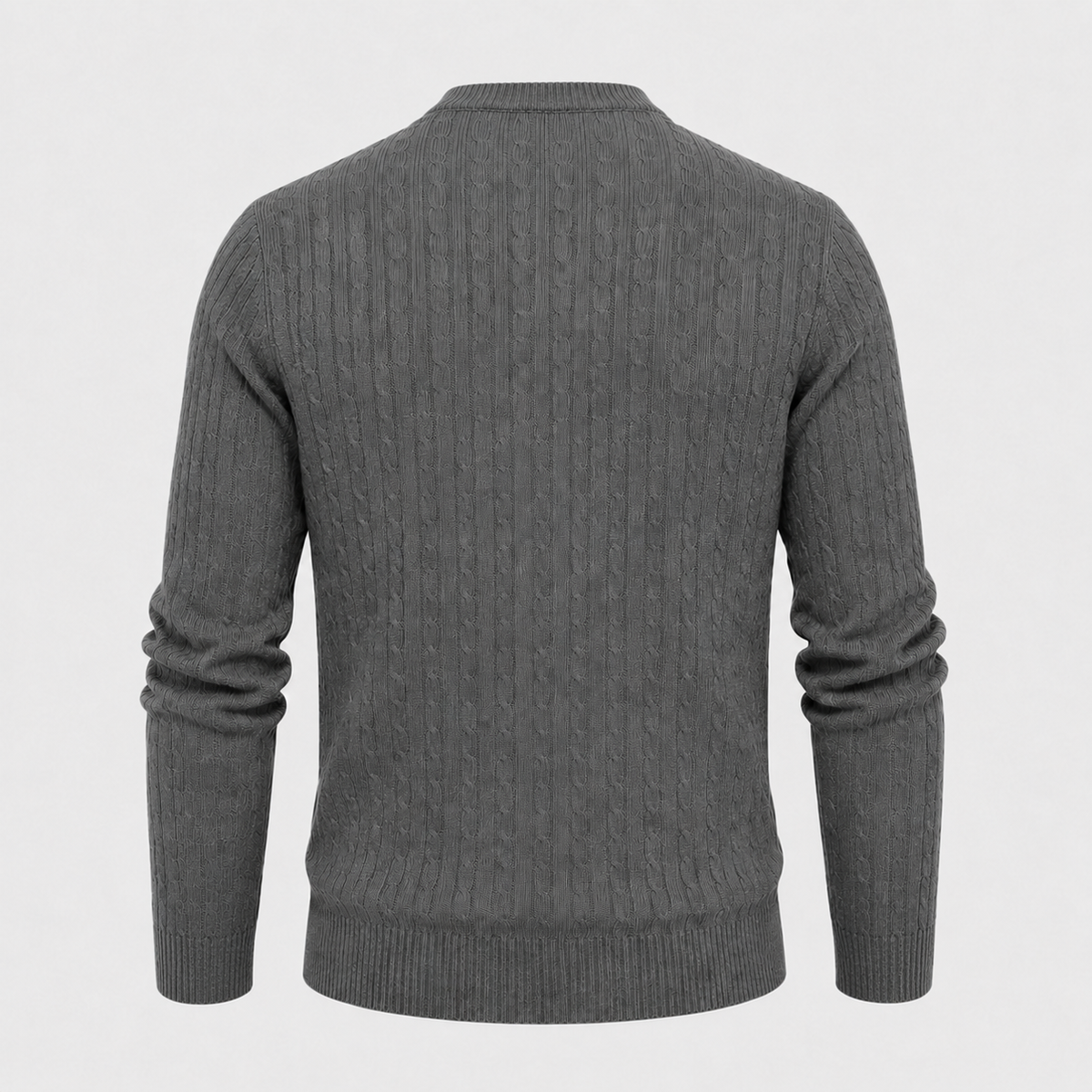 Men's Cable Knit Crew Neck Pullover Jumper Black Canvas