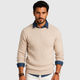Men's Cable Knit Crew Neck Pullover Jumper Black Canvas