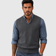Men's Cable Knit V-Neck Sleeveless Jumper Vest Black Canvas