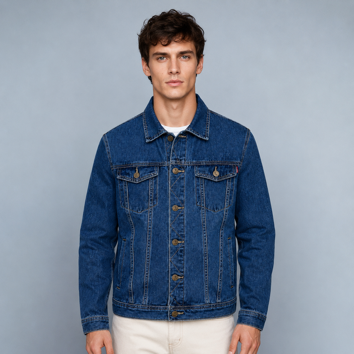 Men's Classic Cotton Denim Jacket Black Canvas