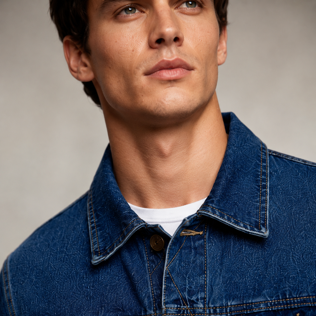 Men's Classic Cotton Denim Jacket Black Canvas