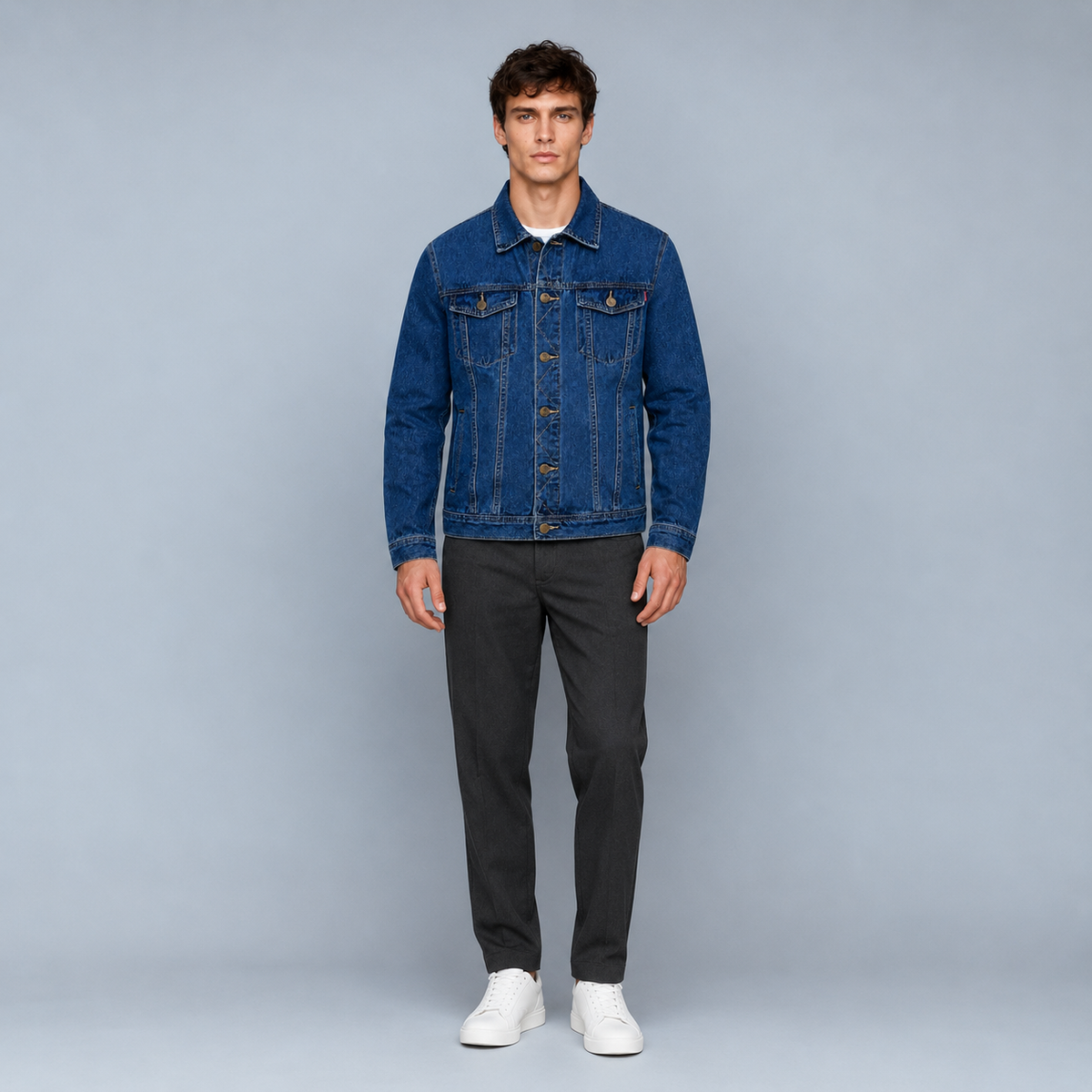 Men's Classic Cotton Denim Jacket Black Canvas