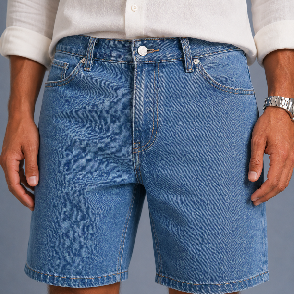 Men's Classic Denim Shorts Black Canvas