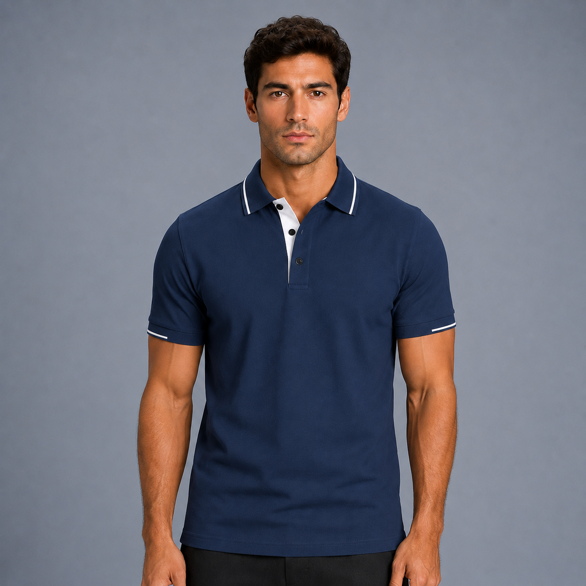 Men's Classic Fit Short Sleeve Polo Shirt Black Canvas