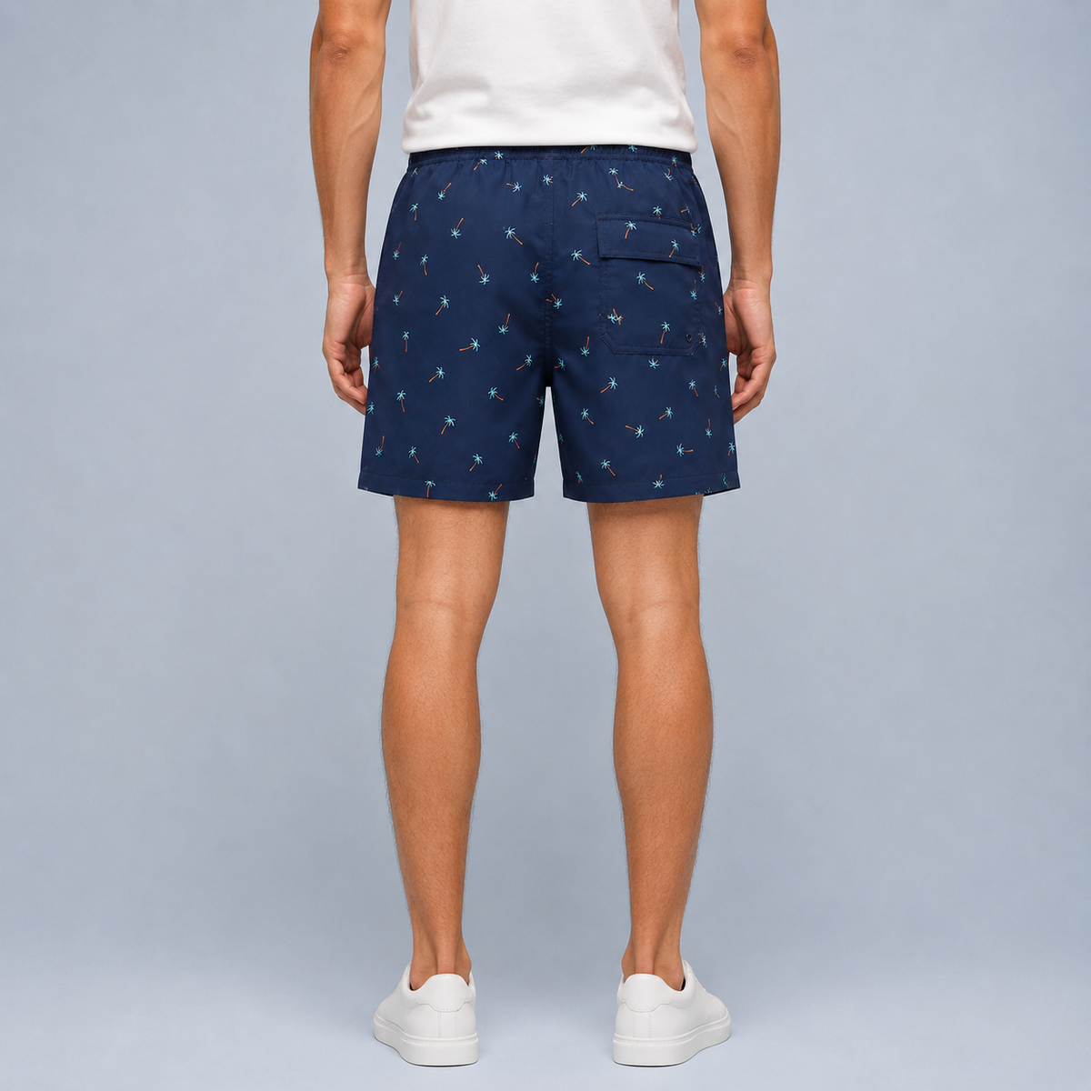 Men's Coconut Tree Quick-Dry Swim Shorts Black Canvas