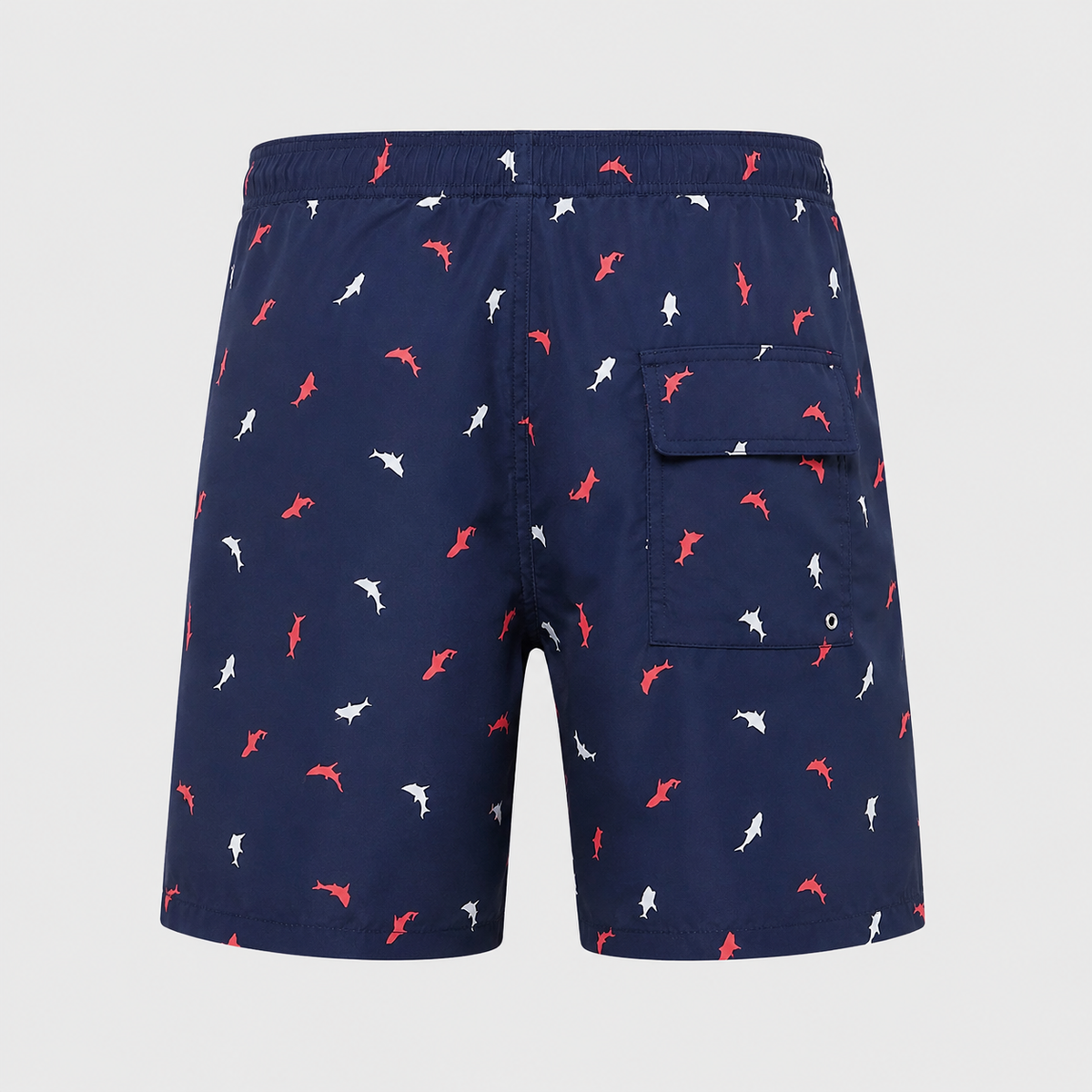 Men's Colored Sharks Quick-Dry Swim Shorts Black Canvas