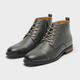 Men's Comfort Leather Ankle Boots Black Canvas
