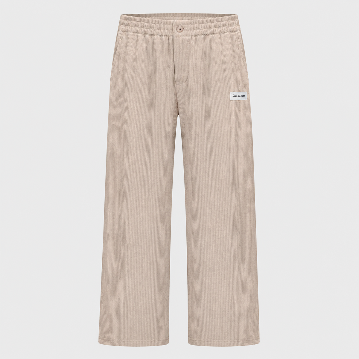 Men's Corduroy Drawstring Relaxed Fit Trousers Black Canvas