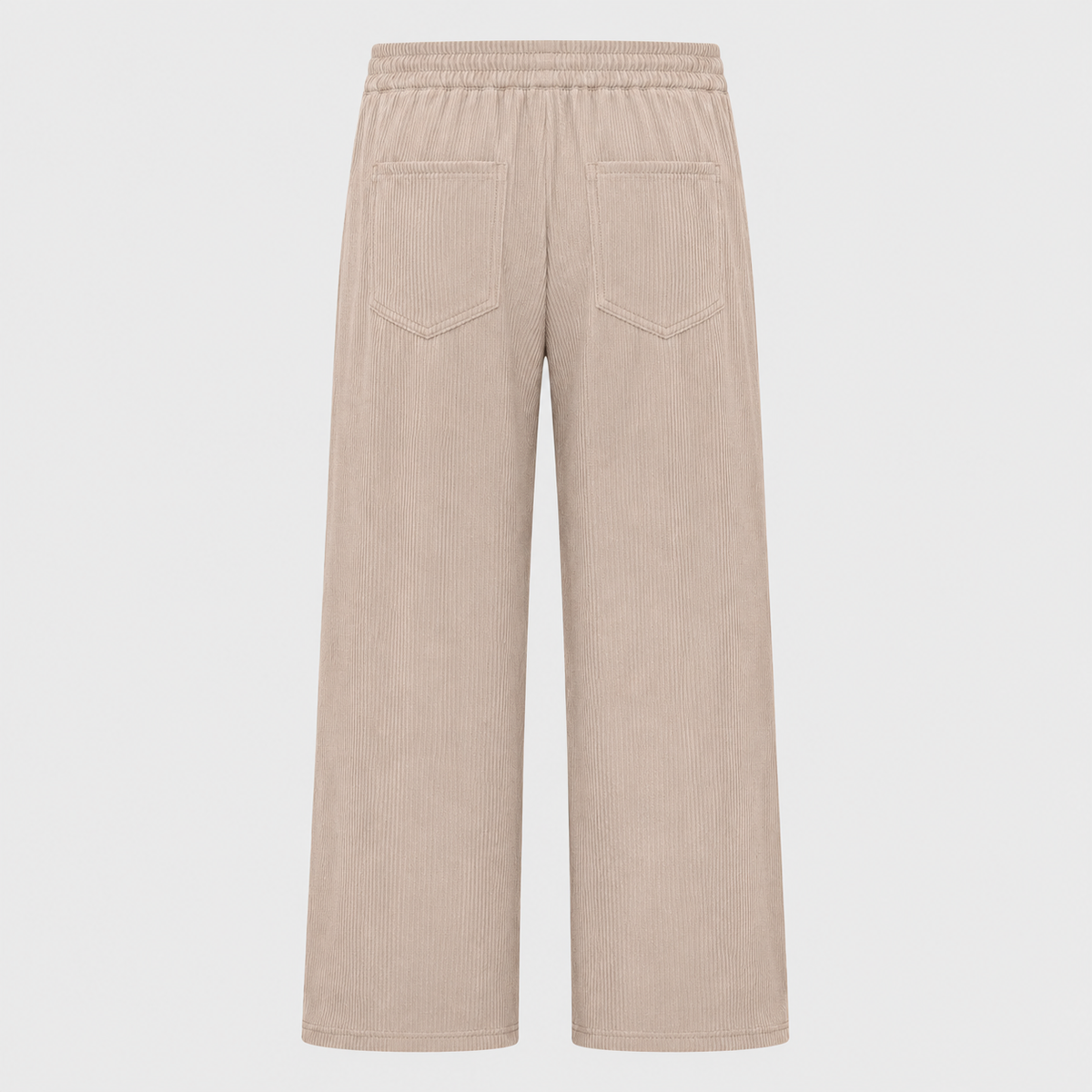 Men's Corduroy Drawstring Relaxed Fit Trousers Black Canvas