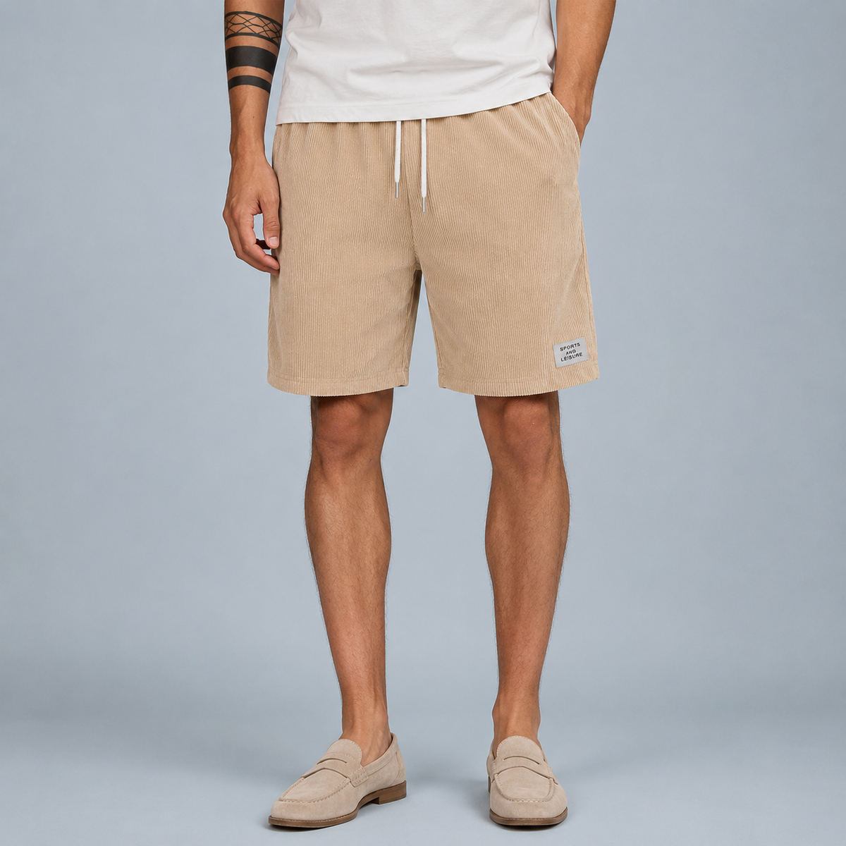 Men's Corduroy Lightweight Shorts Black Canvas