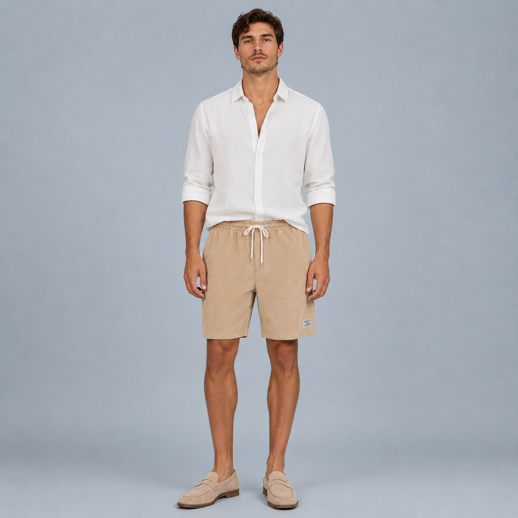 Men's Corduroy Lightweight Shorts Black Canvas