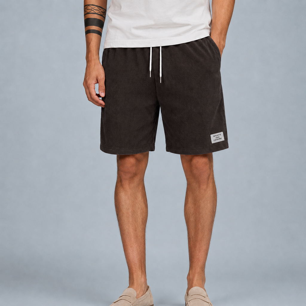 Men's Corduroy Lightweight Shorts Black Canvas