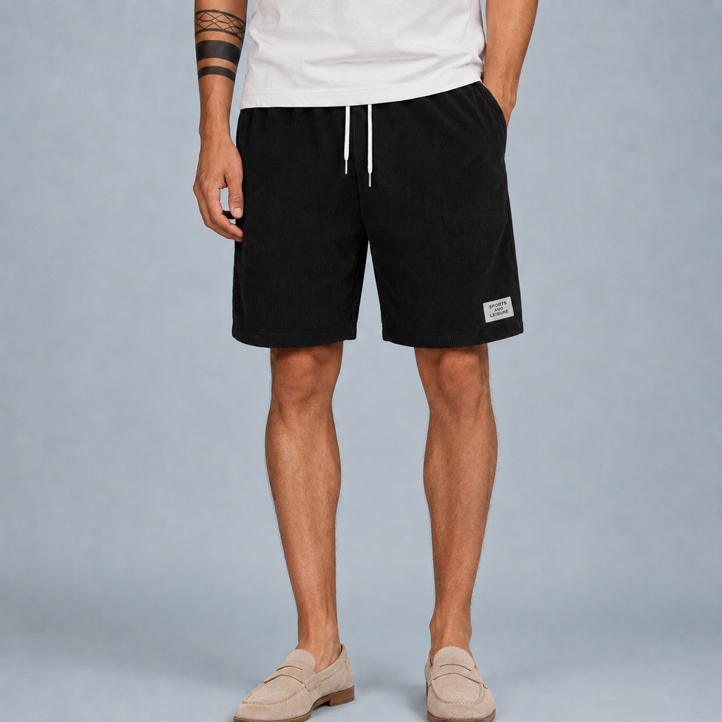 Men's Corduroy Lightweight Shorts Black Canvas