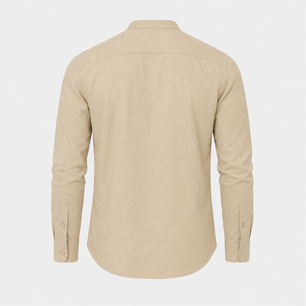 Men's Cotton Button-Down Long Sleeve Shirt Black Canvas