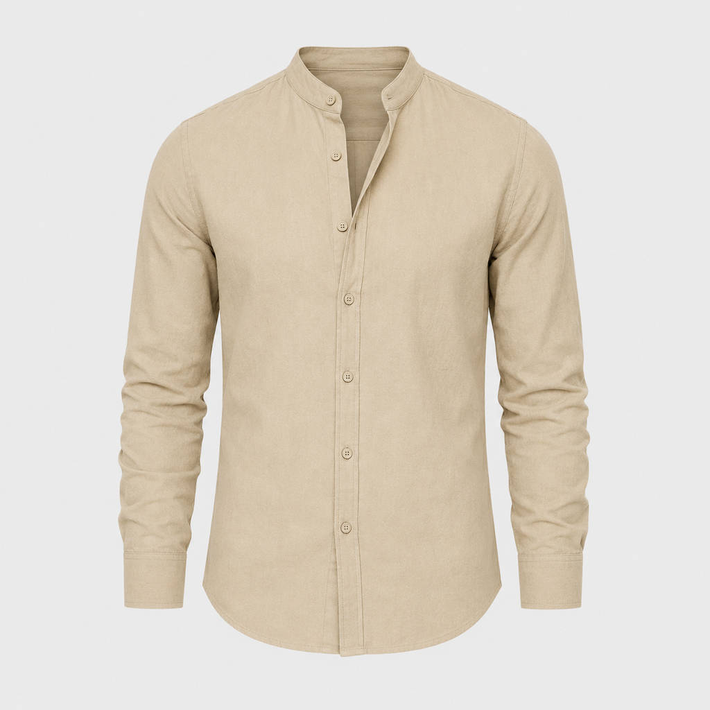 Men's Cotton Button-Down Long Sleeve Shirt Black Canvas