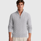 Men's Cotton Cable Knit Zip Turtleneck Jumper Black Canvas
