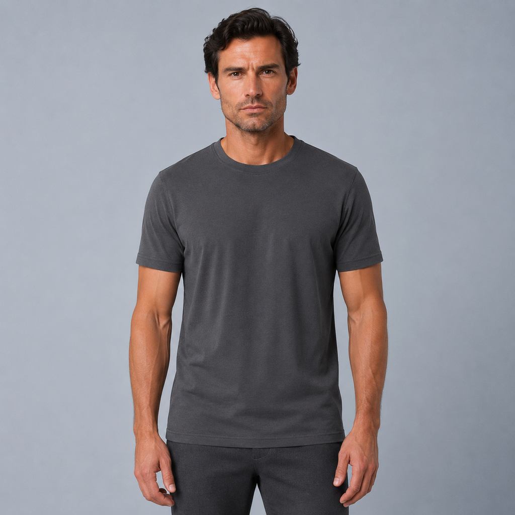 Men's Cotton Crew Neck Soft Touch T-Shirt Black Canvas