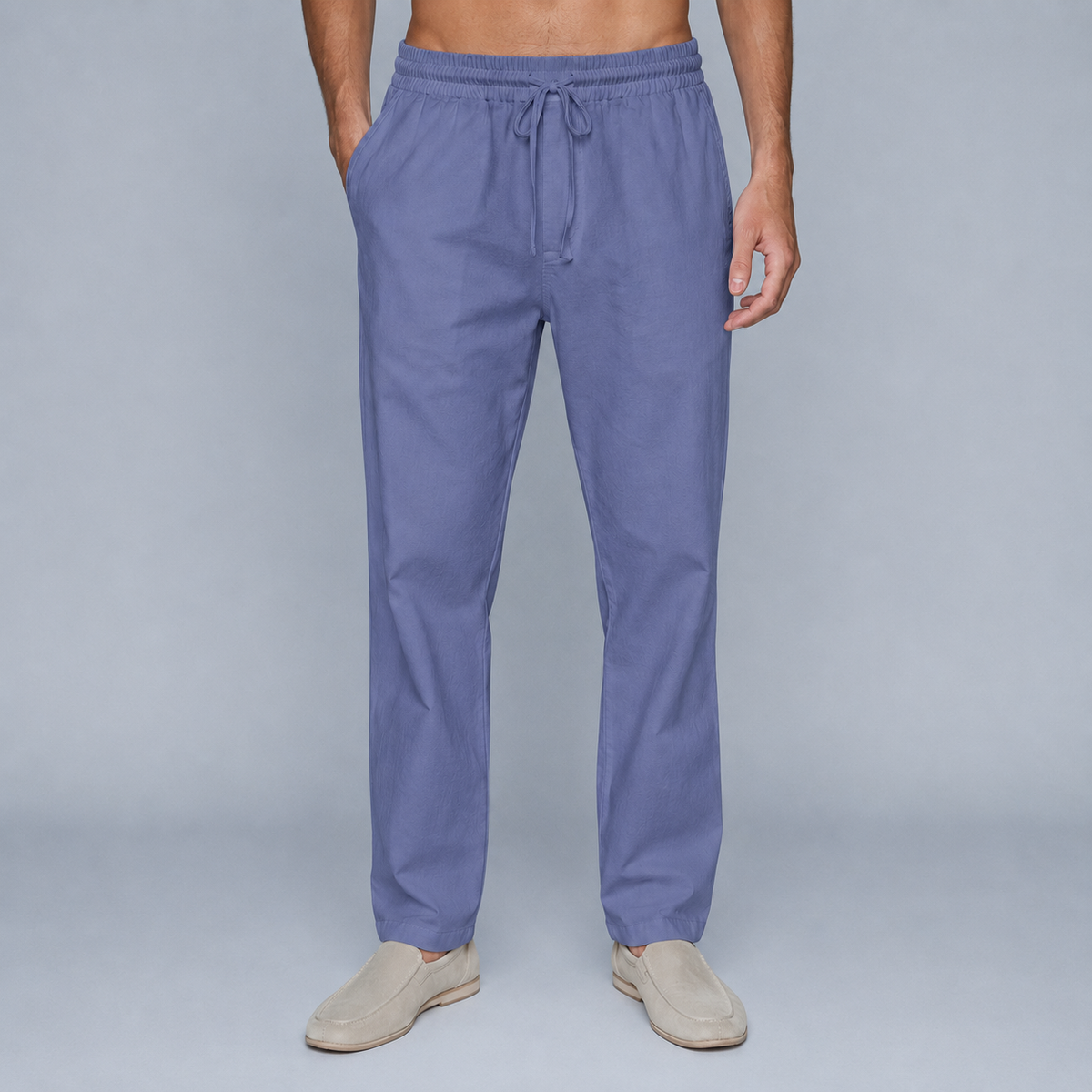 Men's Cotton Drawstring Jogger Trousers Black Canvas