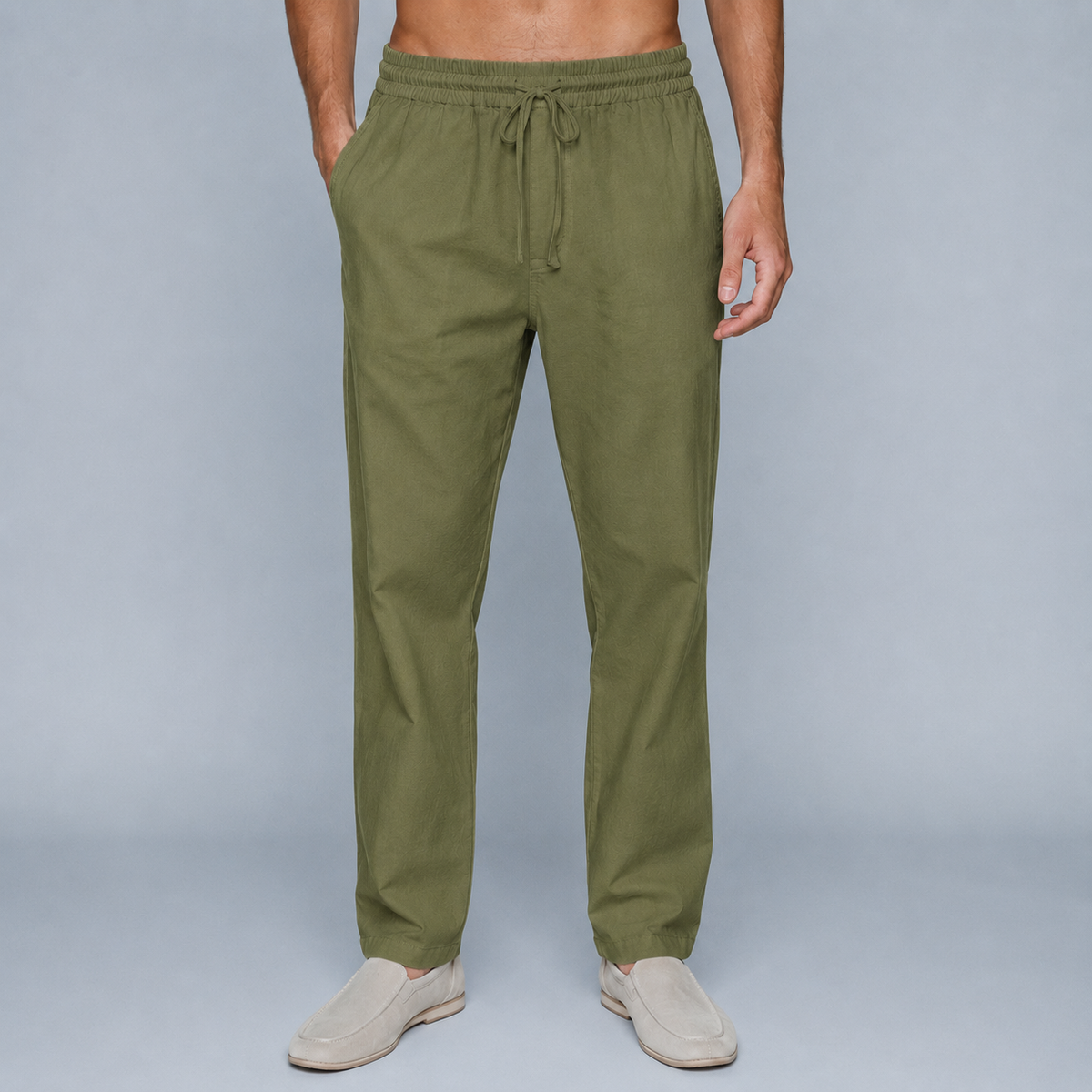 Men's Cotton Drawstring Jogger Trousers Black Canvas