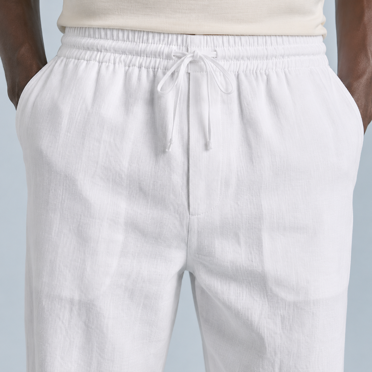 Men's Cotton Drawstring Jogger Trousers Black Canvas