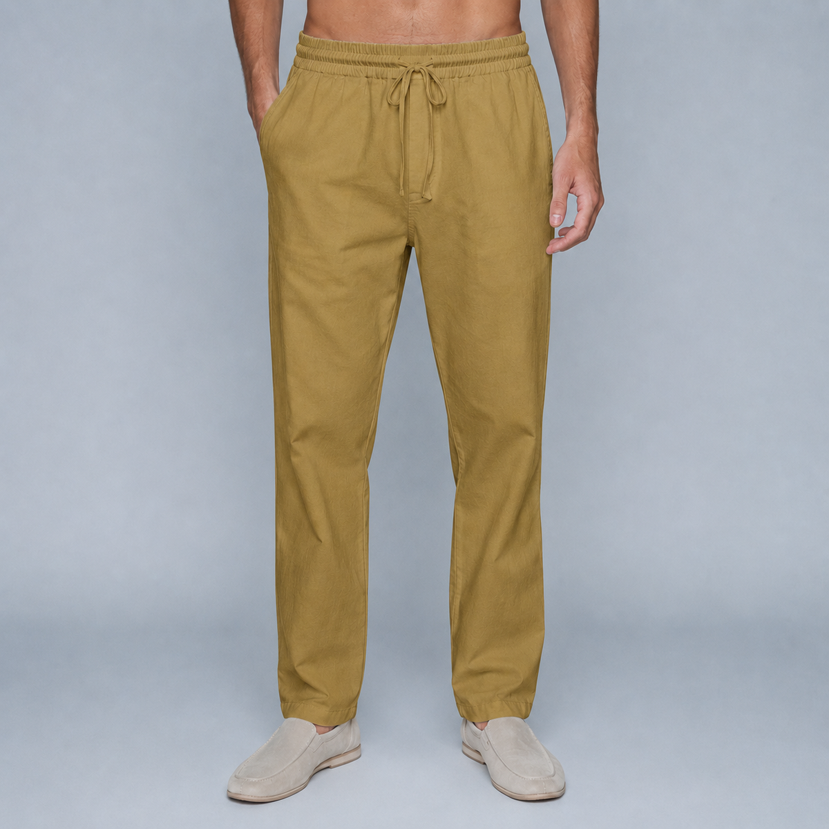 Men's Cotton Drawstring Jogger Trousers Black Canvas