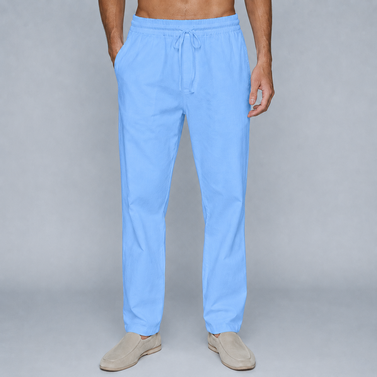 Men's Cotton Drawstring Jogger Trousers Black Canvas