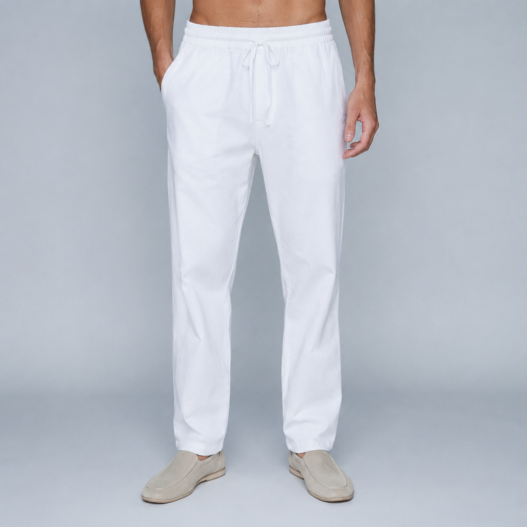 Men's Cotton Drawstring Jogger Trousers Black Canvas