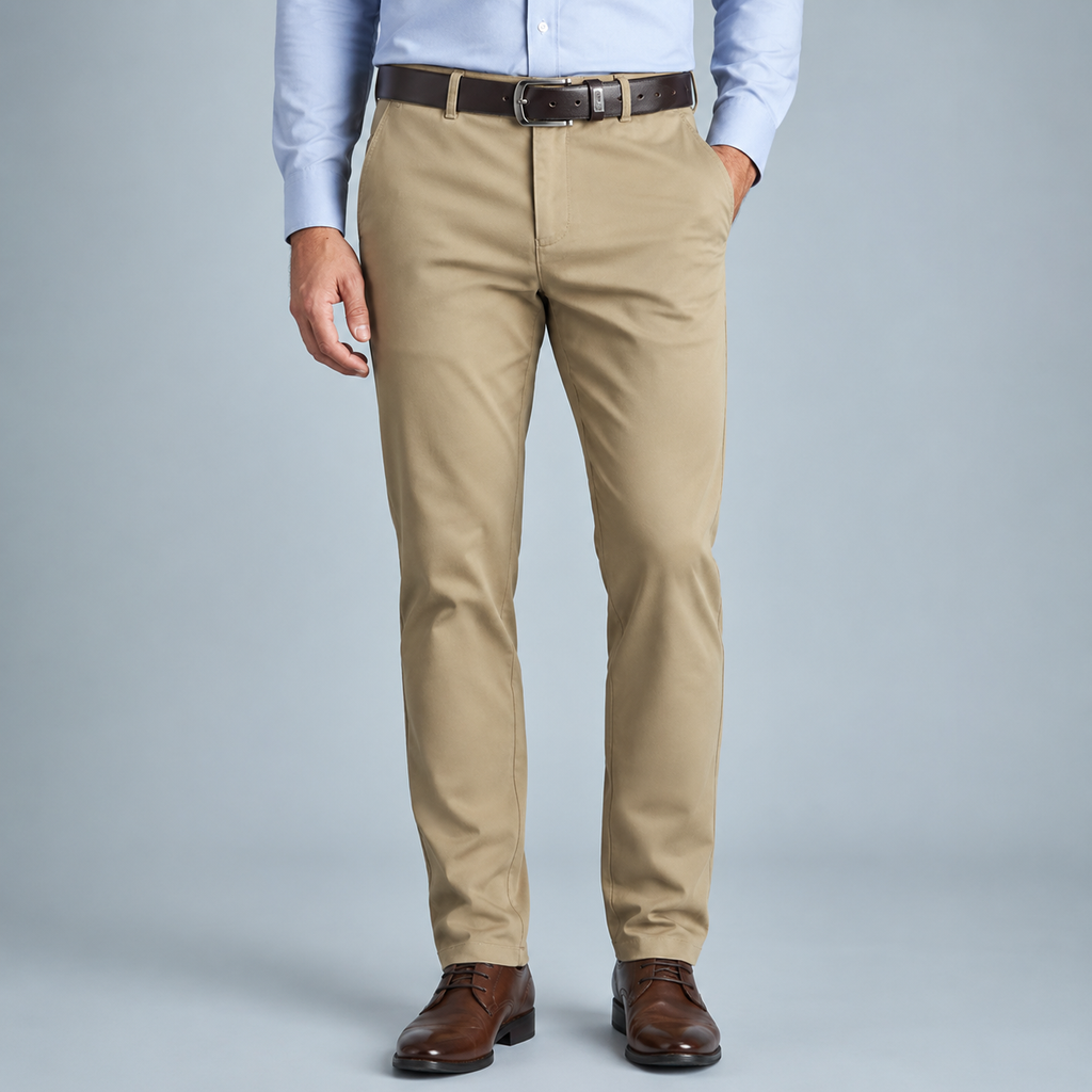 Men's Cotton High Waist Straight Leg Trousers Black Canvas