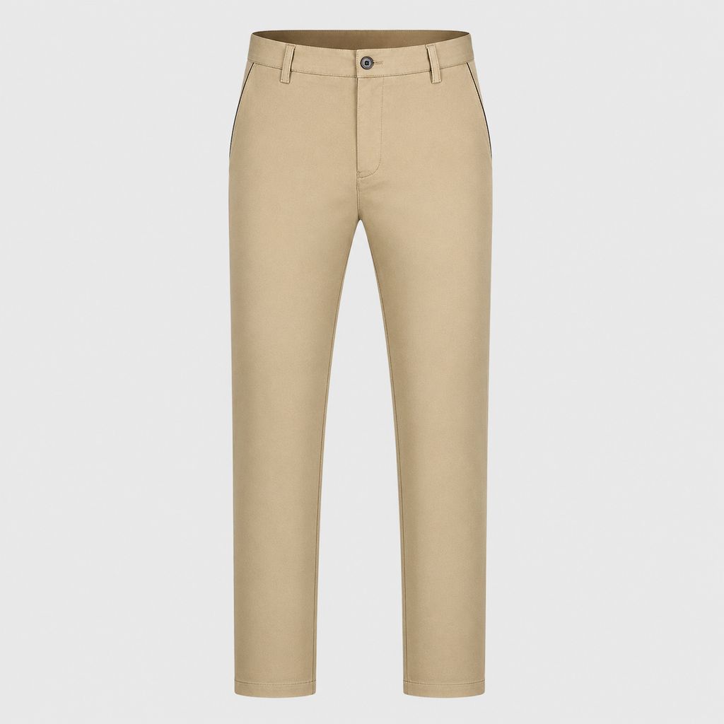 Men's Cotton High Waist Straight Leg Trousers Black Canvas