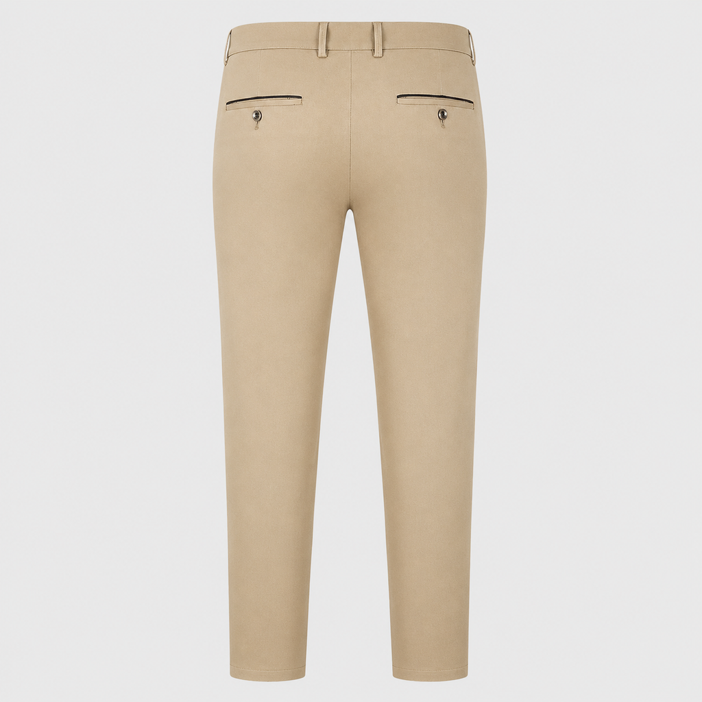 Men's Cotton High Waist Straight Leg Trousers Black Canvas