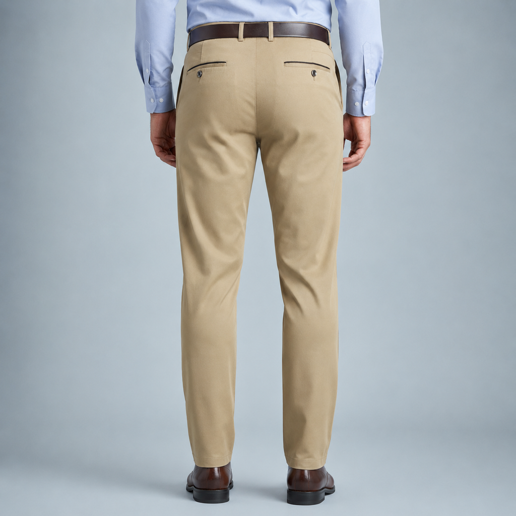 Men's Cotton High Waist Straight Leg Trousers Black Canvas