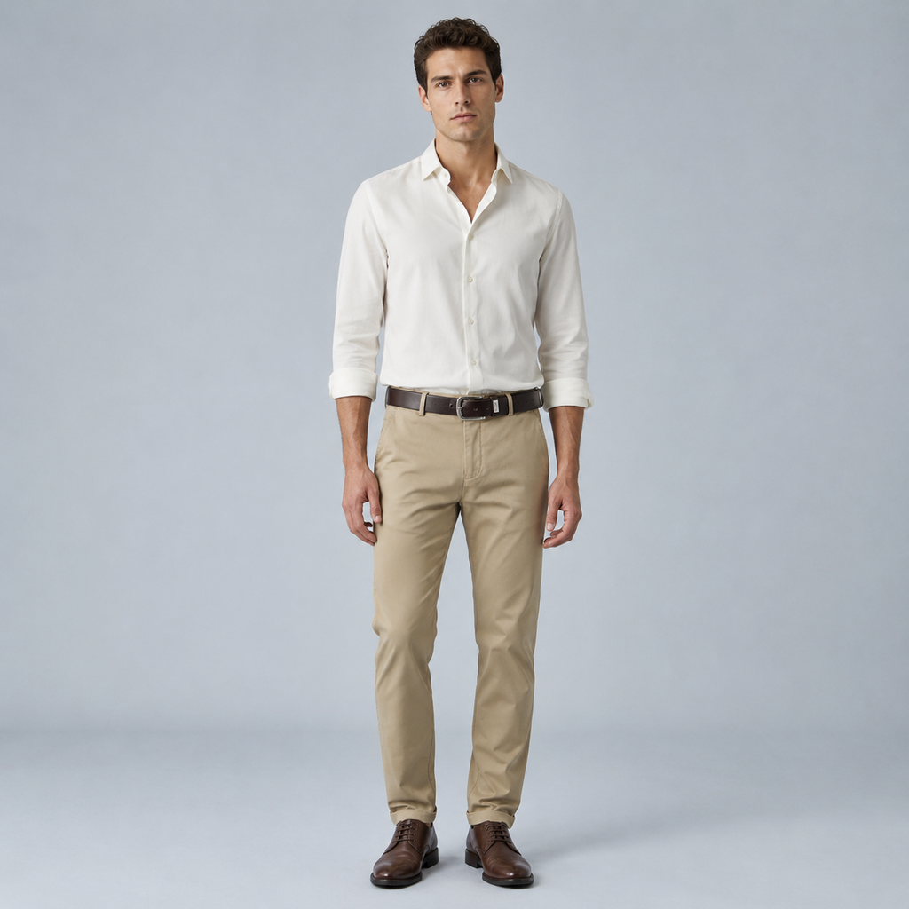 Men's Cotton High Waist Straight Leg Trousers Black Canvas