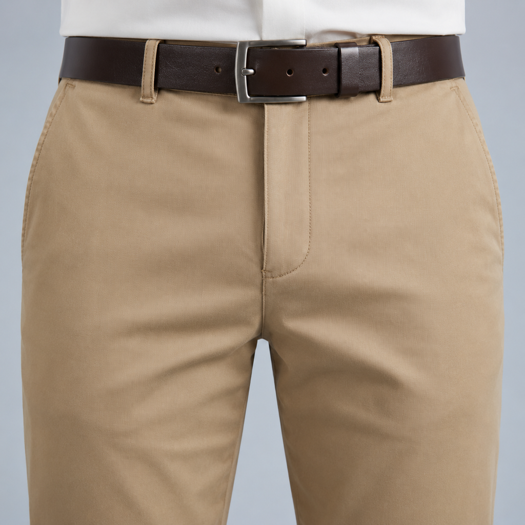 Men's Cotton High Waist Straight Leg Trousers Black Canvas